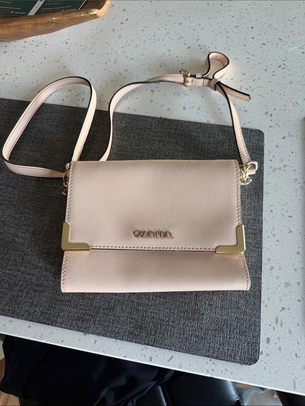 Calvin Klein Pale Pink Crossbody with Gold Accents